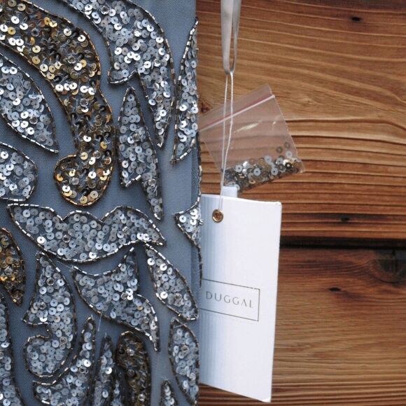 NWT Mac Duggal 5532 Embellished Illusion Cap Sleeve Column Gown - Picture 12 of 13